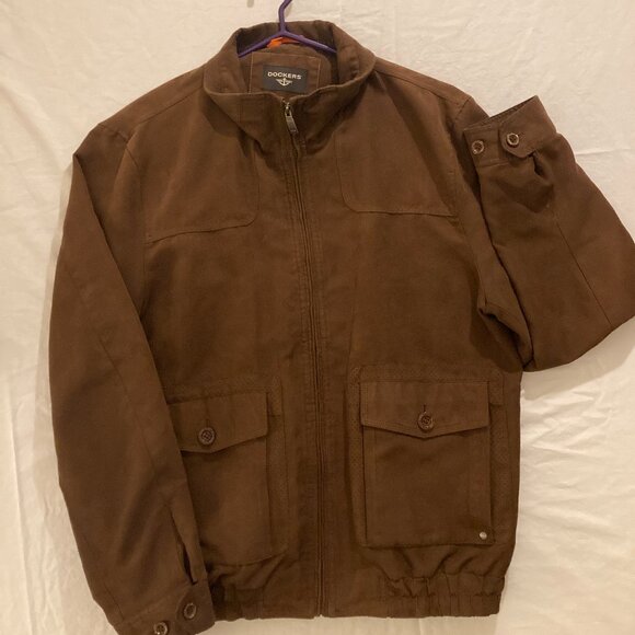 Dockers Men’s Brown Bomber Style Jacket – Size Large - Picture 2 of 11